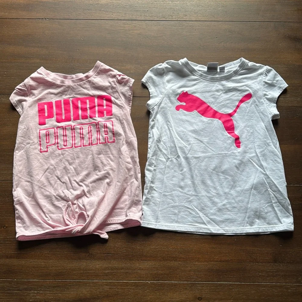 Two (2) Size S (7/8) PUMA GIRLS SHORT SLEEVED cotton tees